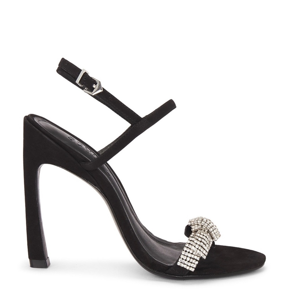 SCHUTZ Black Crystal Knot Strap Heeled Sandals - Picture 14 of 14